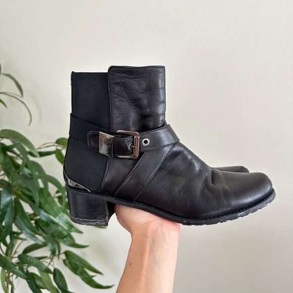 Stuart Weitzman Manlow Leather Ankle Moto Booties Black 8 $550 - Picture 2 of 10